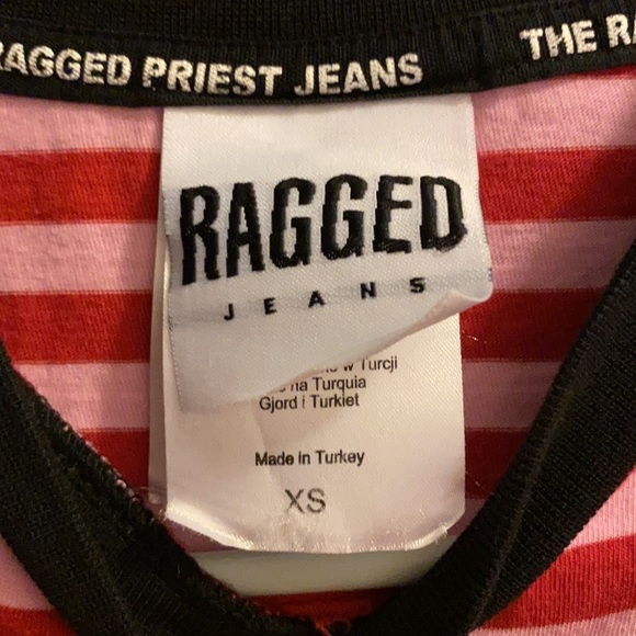 Ragged Jeans red and pink striped t-shirt size xs - Picture 3 of 4